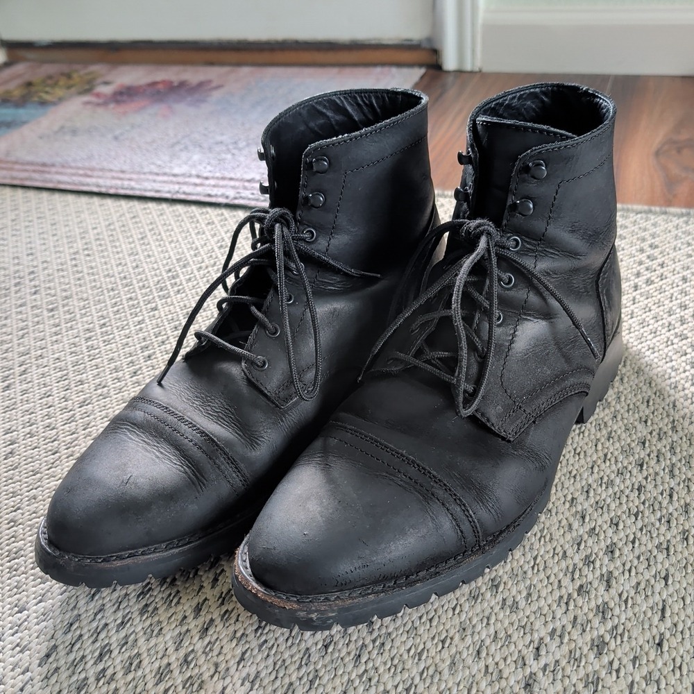 Thursday Boot‎ Company StormKing Captain Matte Black Leather Cap Toe Boots Sz 15